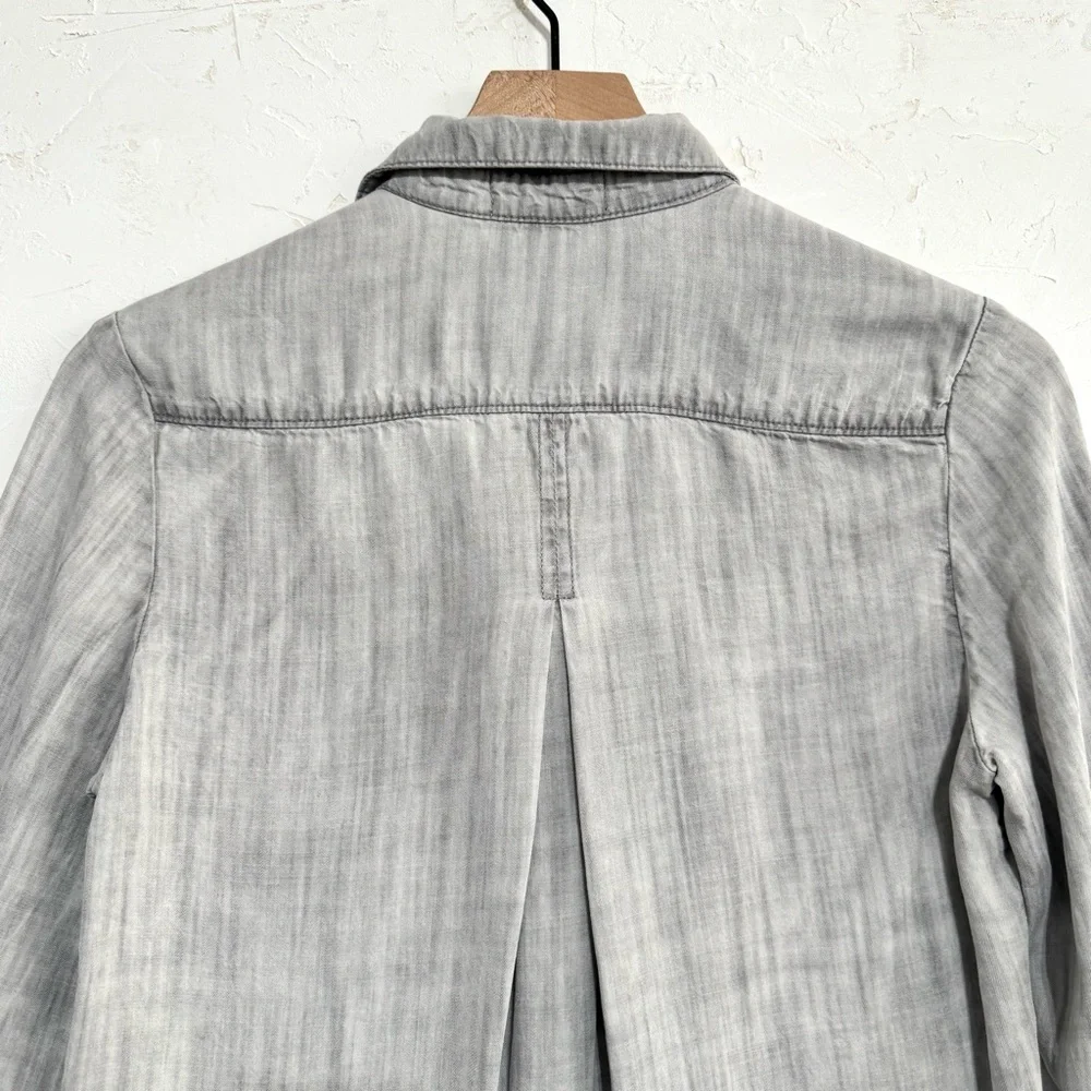 Cloth & Stone Washed Gray Tencel Button-Up Shirt, Hi-Low Hem – XS - Picture 7 of 7